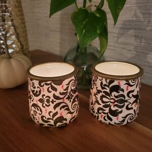 Oui Jar Seasonal Black White Holiday Candle Votives Holder Cup Trinket Coin Jar